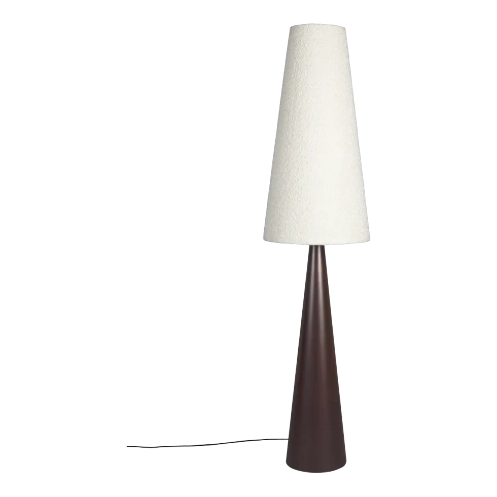 Lampadaire en fer brun et abat-jour en tissu bouclé crème 41x166cm Miki - Dutchbone