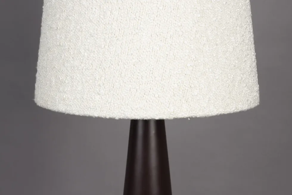 Lampadaire en fer brun et abat-jour en tissu bouclé crème 41x166cm Miki - Dutchbone