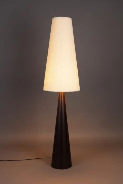 Lampadaire en fer brun et abat-jour en tissu bouclé crème 41x166cm Miki - Dutchbone