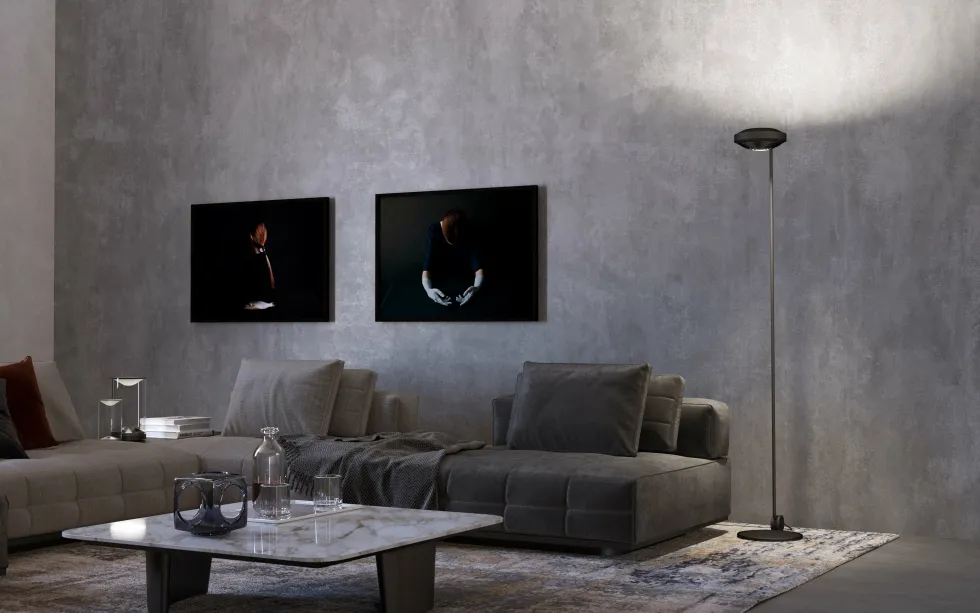 Lampadaire en métal argenté Elle 1 - Lumina