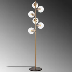 Lampadaire en métal et globes transparents 35x163cm Fazil - Home Design