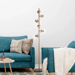 Lampadaire en métal et globes transparents 35x163cm Fazil - Home Design