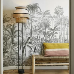 Lampadaire en métal et lin nude simple 157 x 40 cm Singapour - Market set