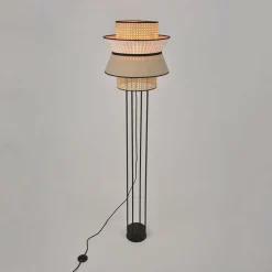 Lampadaire en métal et lin nude 157 x 40 cm Singapour - Market set