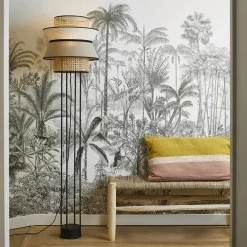 Lampadaire en métal et lin nude 157 x 40 cm Singapour - Market set