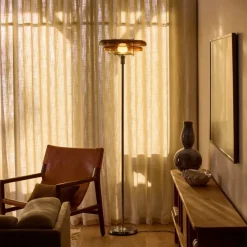 Lampadaire en métal et verre ambre 45x180cm Sunset - Market Set