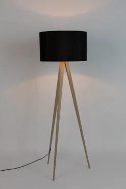 Lampadaire en métal noir et bois 151cm Tripod - Zuiver