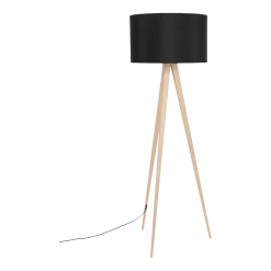Lampadaire en métal noir et bois 151cm Tripod - Zuiver