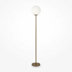 Lampadaire en verre dépoli et métal couleur laiton 155 cm Ring - Maytoni