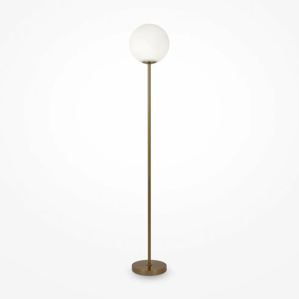Lampadaire en verre dépoli et métal couleur laiton 155 cm Ring - Maytoni