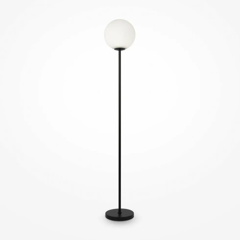 Lampadaire en verre dépoli et métal noir 155 cm Ring - Maytoni