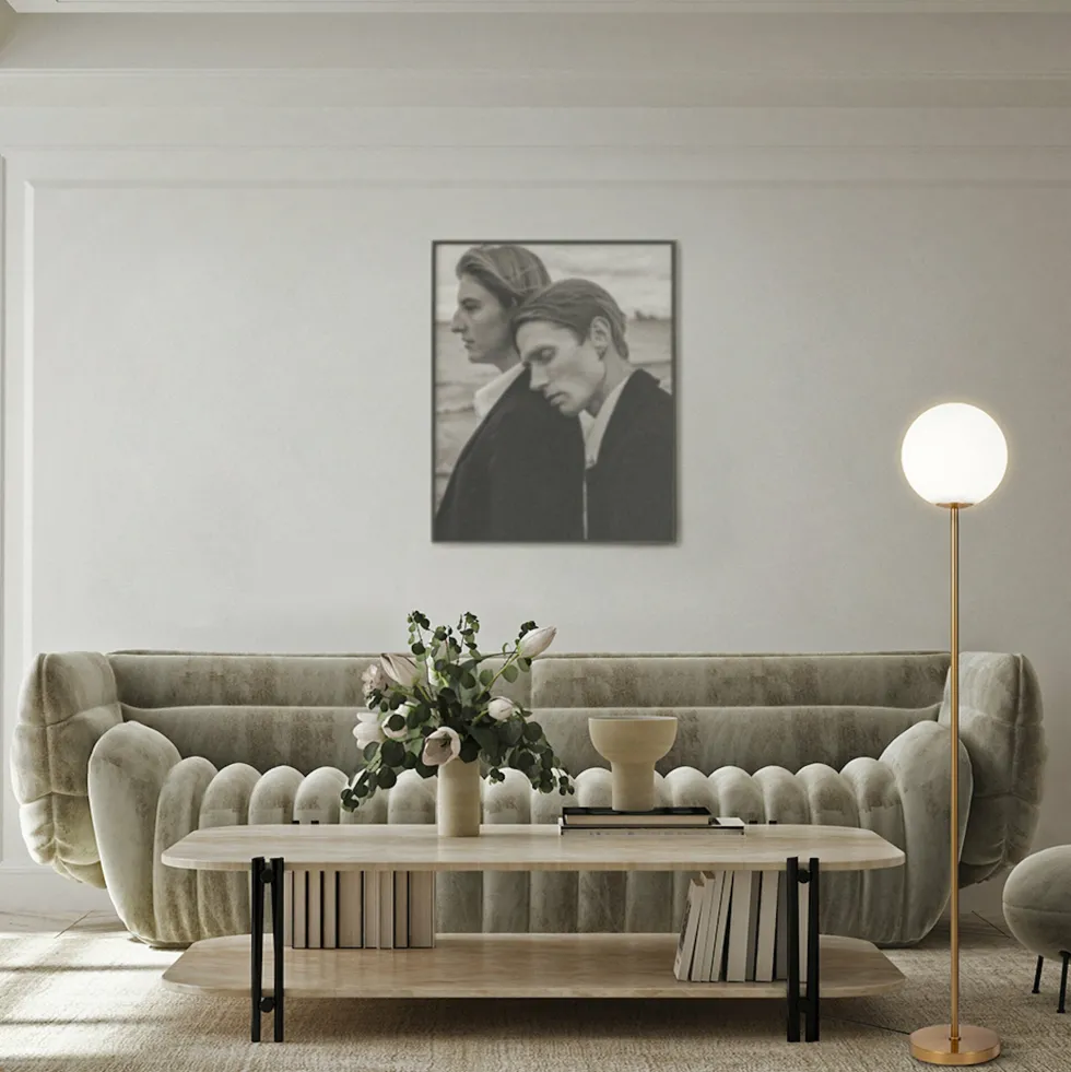 Lampadaire en verre dépoli et métal noir 155 cm Ring - Maytoni