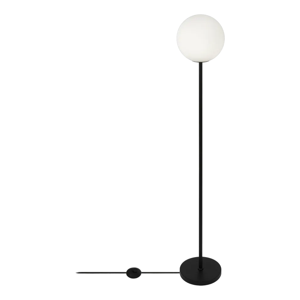 Lampadaire en verre dépoli et métal noir 155 cm Ring - Maytoni