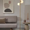 Lampadaire 3 globes en verre effet marbre blanc 160cm Carrara - It's about Romi