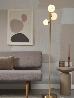 Lampadaire 3 globes en verre effet marbre blanc 160cm Carrara - It's about Romi