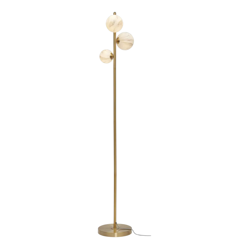 Lampadaire 3 globes en verre effet marbre blanc 160cm Carrara - It's about Romi