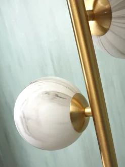 Lampadaire 3 globes en verre effet marbre blanc 160cm Carrara - It's about Romi