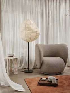 Lampadaire haut en papier washi naturel 137,6cm Kurbis - Ferm Living