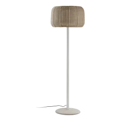 Lampadaire non dimmable base en béton, structure blanche et abat-jour beige clair 165cm Fora - Bover