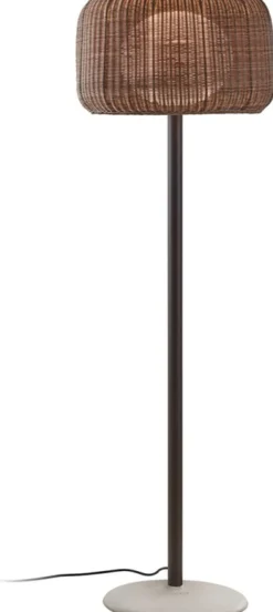 Lampadaire non dimmable base en béton, structure graphite et abat-jour marron 165cm Fora - Bover