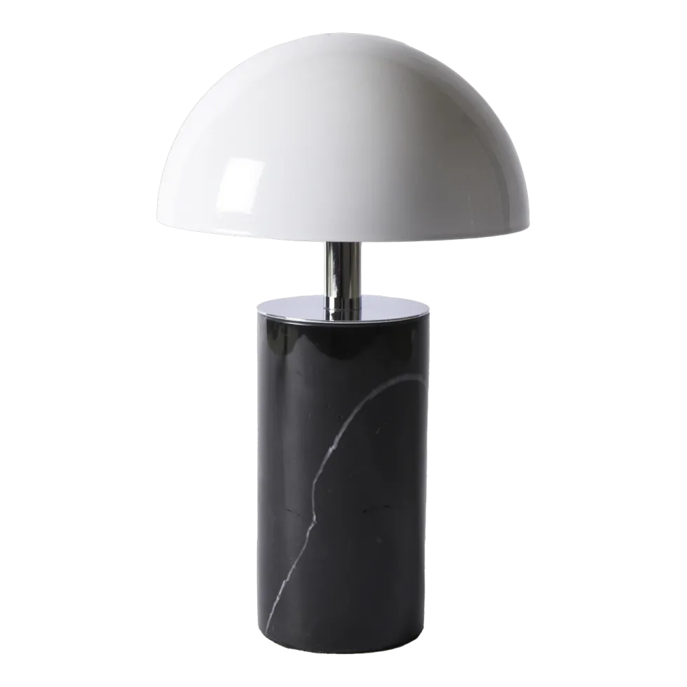 Lampe baladeuse en marbre noir et abat-jour blanc 15x27cm Adei - Baccaris
