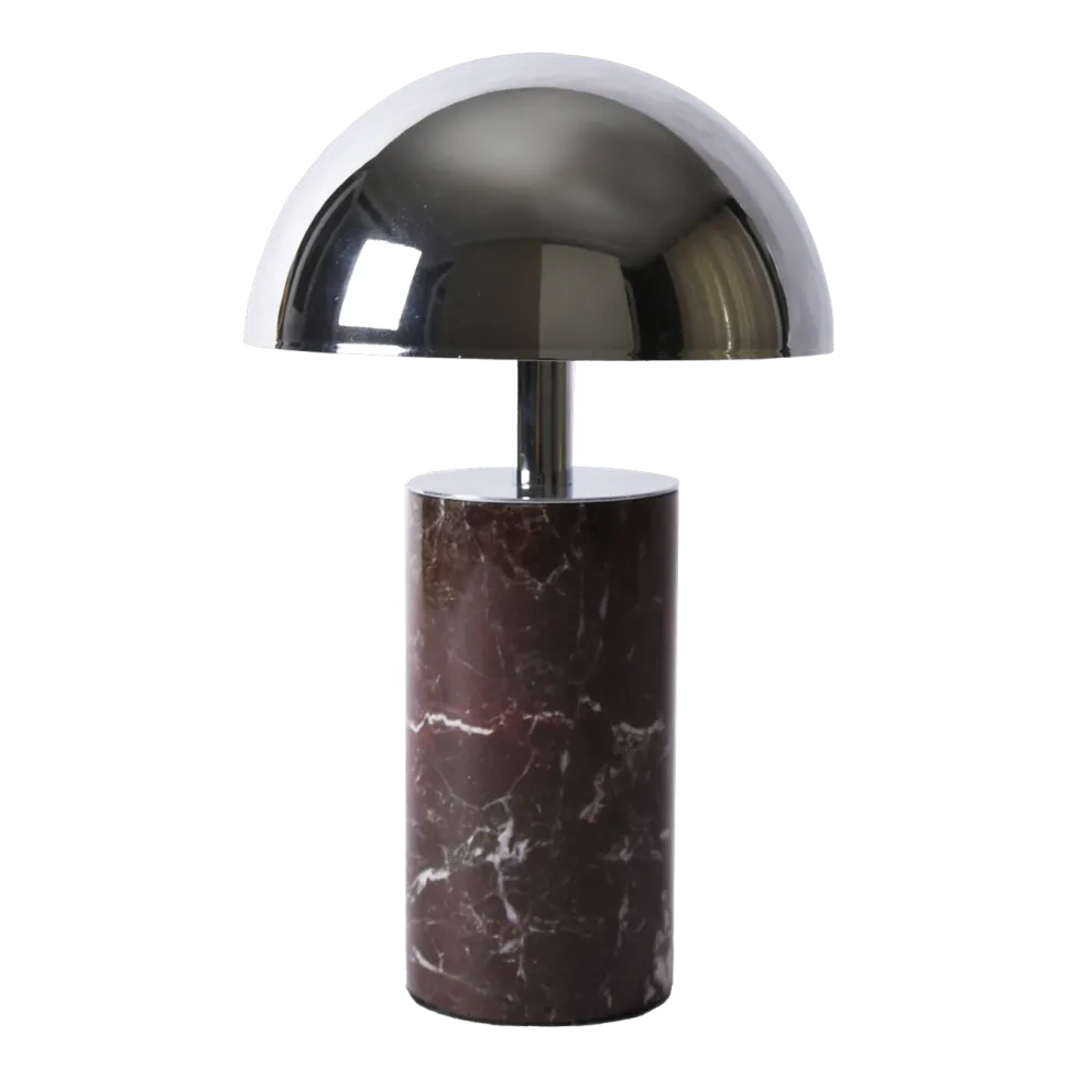 Lampe baladeuse en marbre rouge et abat-jour chromé 15x27cm Adei - Baccaris