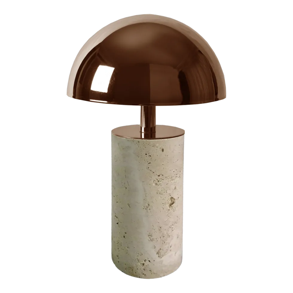 Lampe baladeuse en travertin, abat-jour cuivré 15x27cm Adei - Baccaris