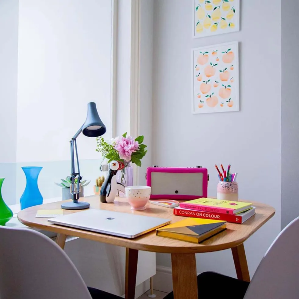 Lampe de bureau en acier bleu et gris Mini 90 - Anglepoise