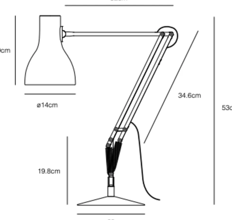 Lampe de bureau en aluminium 32 x 53 cm Type 75 Margaret Howell Saxon Blue - Anglepoise