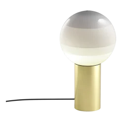 Lampe de bureau en métal et verre soufflé blanc et doré Dipping - Marset