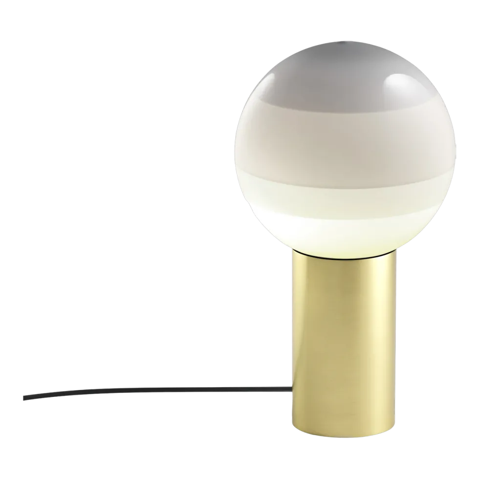 Lampe de bureau en métal et verre soufflé blanc et doré Dipping - Marset