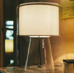 Lampe de bureau en verre soufflé beige 53cm Mercer - Marset