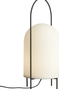 Lampe de sol en verre opale et métal peint noir 25x60cm Ghost - Woud