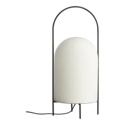 Lampe de sol en verre opale et métal peint noir 25x60cm Ghost - Woud