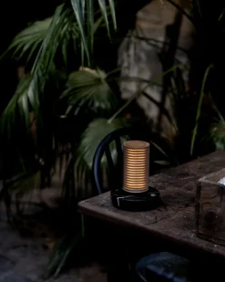 Lampe de table doré et socle en marbre noir Frechin - DCW editions