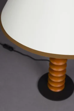 Lampe de table en chêne et abat-jour en tissu crème 30x64cm Horace - Dutchbone