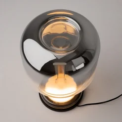 Lampe de table en métal et verre fumé gris 26x42cm Spirito - Maytoni