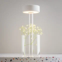 Lampe de table portable en aluminium blanc et vase en verre 12x34,8cm AI Collaboration - Maytoni