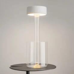 Lampe de table portable en aluminium blanc et vase en verre 12x34,8cm AI Collaboration - Maytoni