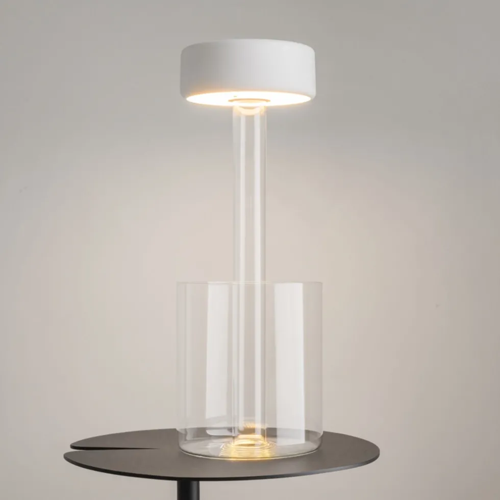 Lampe de table portable en aluminium blanc et vase en verre 12x34,8cm AI Collaboration - Maytoni