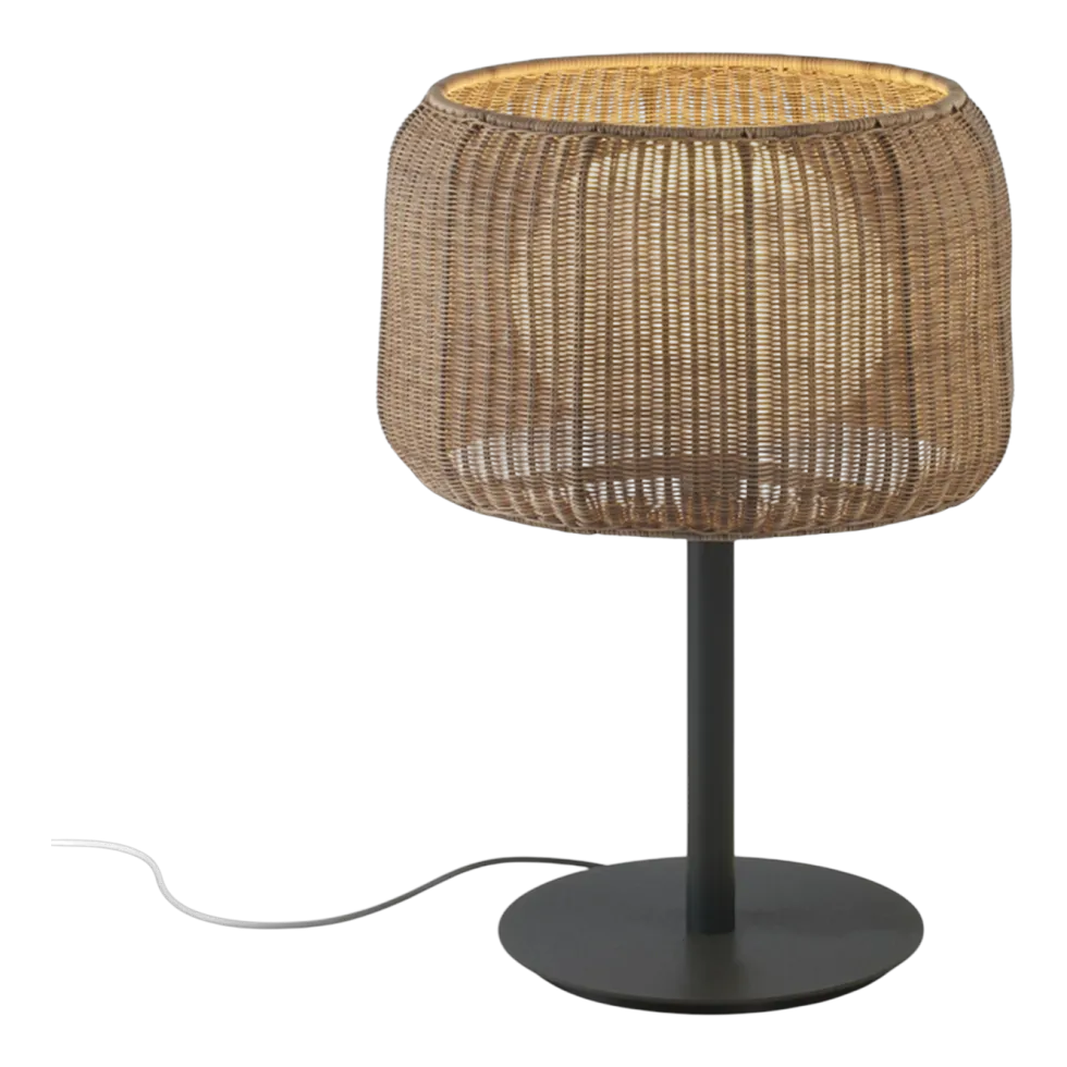Lampe d'extérieur en aluminium graphite marron et abat-jour marron rotin 50x70cm Fora - Bover