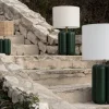 Lampe en bois vert et abat-jour en laine bouclé 57cm Charlotte - Cosin Paris