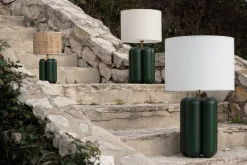 Lampe en bois vert et abat-jour en laine bouclé 57cm Charlotte - Cosin Paris