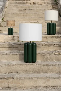 Lampe en hêtre vert et abat-jour en coton 23 x 40 cm Charlotte - Cosin Paris