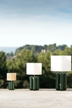 Lampe en hêtre vert et abat-jour en coton 23 x 40 cm Charlotte - Cosin Paris