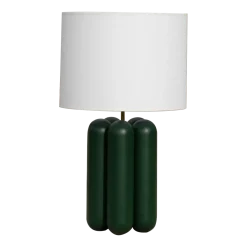 Lampe en hêtre vert et abat-jour en coton 23 x 40 cm Charlotte - Cosin Paris