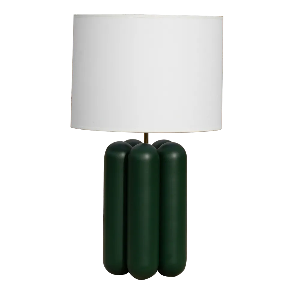 Lampe en hêtre vert et abat-jour en coton 23 x 40 cm Charlotte - Cosin Paris