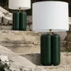 Lampe en hêtre vert et abat-jour en lin 23 x 40 cm Charlotte - Cosin Paris