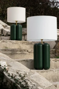 Lampe en hêtre vert et abat-jour en lin 23 x 40 cm Charlotte - Cosin Paris