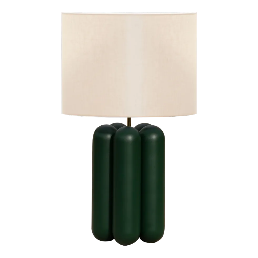 Lampe en hêtre vert et abat-jour en lin 23 x 40 cm Charlotte - Cosin Paris